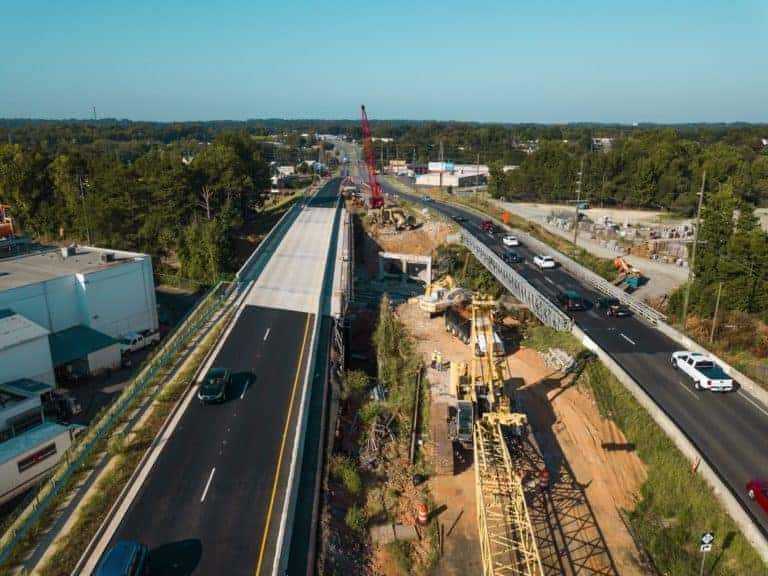transportation construction aerial view